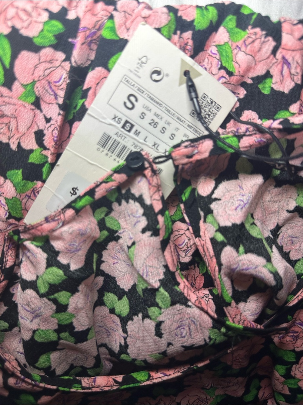 NWT ZARA pink rose floral print minidress in size Small - Picture 15 of 16